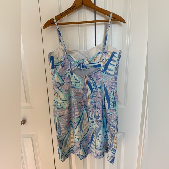 Lilly Pulitzer Shelli mini shift dress "Aboat Time" blue sailboat print Size 10 - Picture 3 of 5